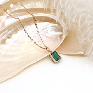 오팔하우스 14k 스퀘어 그린오닉스 목걸이 OPPKN895