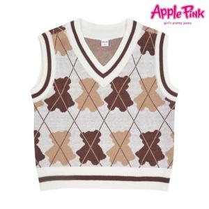 [애플핑크]곰돌이 패턴 박시 니트 베스트 (APK7R507GSI)