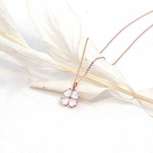 오팔하우스 14k 하트 자개 꽃 목걸이 OPPKN917