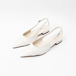 [신난다슈] 여성 슬링백 힐 2cm 스틸레토 플랫 구두 펌프스 단화 낮은굽 ST241806 아이보리