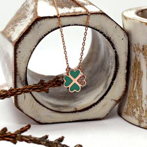 오팔하우스 14k 민트 에폭 네잎클로버 큐빅 목걸이 OPDLN7792