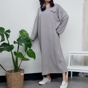 루즈핏 페이즐 긴팔 롱원피스 ob24312