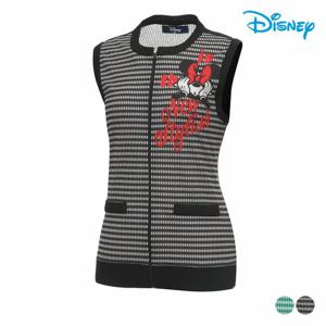 [디즈니골프]여성 체크패턴 아트웍 집업 니트 조끼 베스트 DO1LKV002