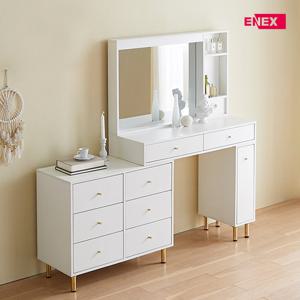 골드라벨 3단6칸서랍 LED조명거울 확장형 화장대 (넓이100~160cm