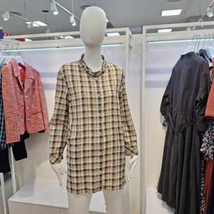 올리비아하슬러 HC04 롱기장 체크 블라우스 OHDFBL102