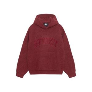 스투시 펠트 패치 니트 후드 버건디 117240