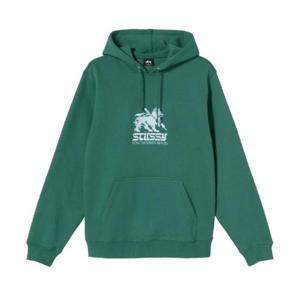 스투시 라이언 자수 후드 다크 그린 118404