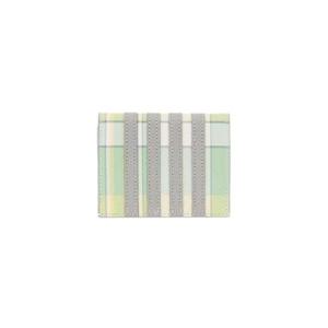 톰브라운 마드라스 프린트 페블 그레인 레더 사선 아플리케 스트라이프 더블 카드 홀더 파스텔 그린 MAW218A-L0041-340