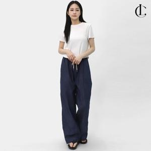 엘케이트 여자 데님 팬츠 린넨 밴딩 와이드 쿨링 여름 청바지 LFLP008