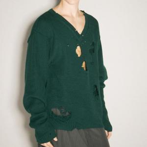 26 SS 베트멍 디스트로이드 브이넥 울 니트 스웨터 그린 UA65KN120G GREEN