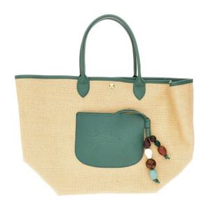 롱샴 위빙 그린 가죽 트림 토트백 10308 HGY M16