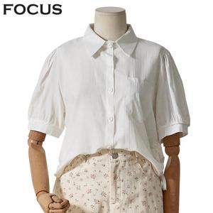 [포커스]카라 무지 셔링 포인트 반팔 블라우스 FM4C3BL3009_JK