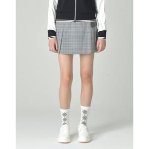 헤지스 골프 여성 25FW 그레이 여성 체크 플리츠 스커트 HWSK5C613G1