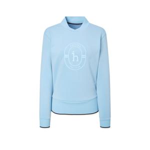 헤지스 골프 여성 25FW 블루 여성 로고 아트웍 쿠션지 맨투맨 HWTS5C616B1