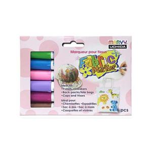 우찌다 패브릭마카 염색마카 의류용펜 560-6B 파스텔 6색