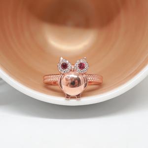 오팔하우스 14k 복스러운 루비큐 부엉이 반지 OPDLR5037
