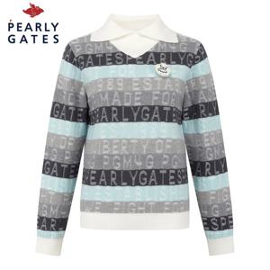 [파리게이츠] 여성 로고 스트라이프 데빌 브로치 카라 니트