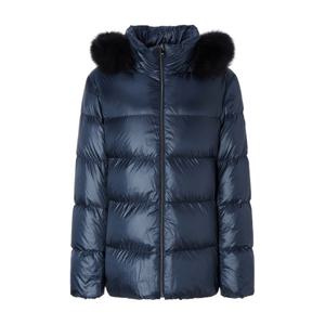 닥스 골프 여성 25FW PREMIUM 네이비 글로시 구스다운 퍼 후드 중힙 점퍼 DNJU5D754N3