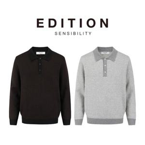 [에디션앤드지]25 FW 남자겨울니트 하운드투스 카라 스웨터 2종 1택 NEF4ET1627 DR4488