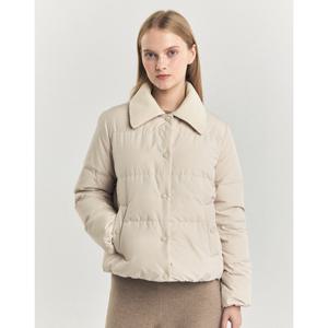 헤지스 여성 24FW 가격인하덕다운 베이지 탈착 카라 숏 중량다운 푸퍼 점퍼 WSJU4D906I1