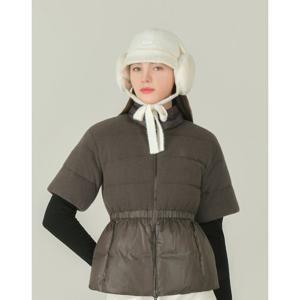 헤지스 골프 여성 25FW 브라운 여성 니트 반팔 구스 다운 점퍼 HWJU5D755W3