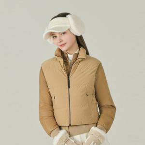 헤지스골프  베이지 여성 스웨이드 3 IN 1 다운 점퍼(HWJU5D751I2)