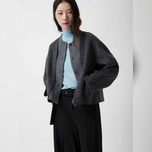 [쥬크]니트 블록 라운드 숏 코트 (Z254MSG502)