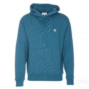 메종키츠네 볼드 폭스 헤드 패치 컴포트 후드 티셔츠 레이크 블루 MM00713KM0307 P446