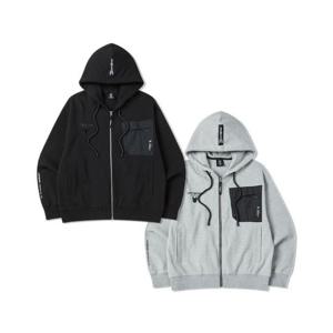 라이프워크후드집업 CQK LW243ZT350 우븐 블록 후드 집업