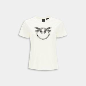 핀코 여성 QUENTIN3 비즈로고 프린팅 베이지 반팔 1G1720 Y7SS C03