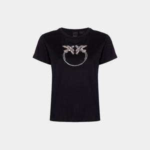 핀코 여성 비즈로고 프린팅 블랙 반팔 1G1720 Y7SS Z99