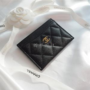 샤넬 클래식 캐비어 카드홀더 블랙 금장 AP0213