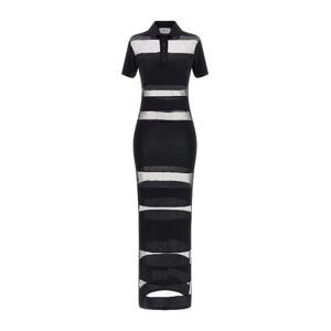 코페르니 스트라이프 시어 폴로 맥시 원피스 COPJS114F5028 BLK