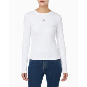 [캘빈클라인 진]여성 우븐라벨 크루넥 롱슬리브 탑 47E205G