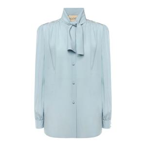 [VALENTINO] 라프리마 여성 셔츠 크레이프 De Chine 8B3AB83521B059 Blue /8