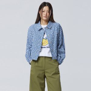 [베네통] 플라워 체크 패턴 블라우스_BABL08611BL