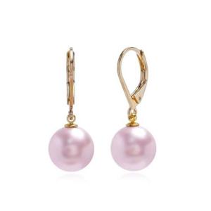 E466 10mm 로잘린진주 오스트리아 골드 레버백 귀걸이