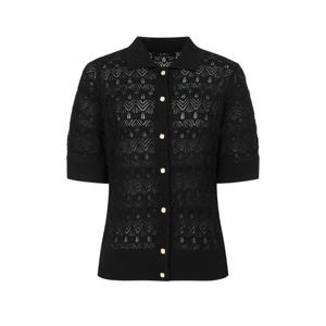 질스튜어트 뉴욕 여성 25SS 블랙 패턴 코튼 반팔가디건 WJSW5B775BK