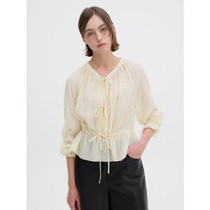 (올리브데올리브) OW4AB811 리본끈 포인트 셔링 블라우스