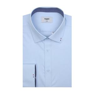 (RQSSG001024BU) (레노마일반핏) 뱀브 스트레치  배색 블루 긴팔와이셔츠