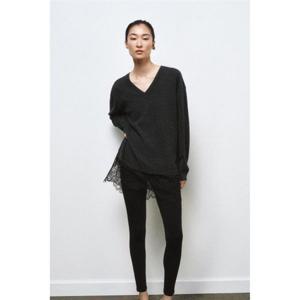 자라 ZARA 레이스 콤비 롱 니트 스웨터 - 그레이 2756152802 323957