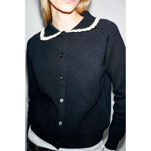 자라 ZARA 피터팬 칼라 니트 재킷 - 네이비 2756015401 323959