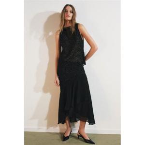 자라 ZARA 비즈 텍스처드 컷아웃 탑 - 블랙 5919624800 325626