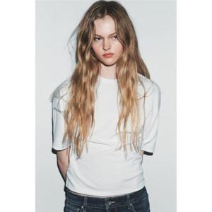 자라 ZARA 헤비 코튼 쇼트 슬리브 티셔츠 - 화이트 3253311250 325817