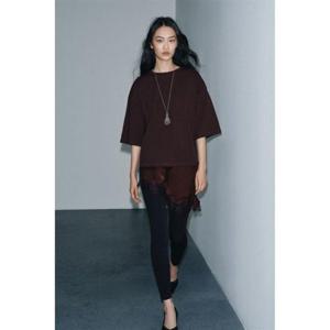 자라 ZARA 레이스 콤비 티셔츠 - 초콜렛 4813858717 325830