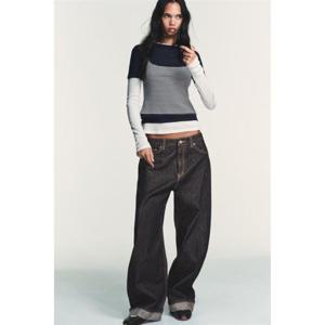 자라 ZARA 페이크 트리플 스트라이프 티셔츠 - 네이비 4174314401 325743