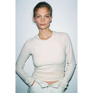 자라 ZARA 더블 자수 티셔츠 - 크림 3431155712 325949