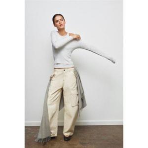 자라 ZARA 더블 리브드 티셔츠 - 그레이 4174002803 325755