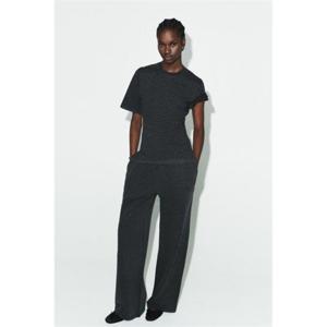 자라 ZARA 글리터 반소매 티셔츠 - 블랙 5968001800 325965