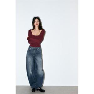 자라 ZARA 스퀘어넥 폴리아미드 바디수트 - 와인 5039850660 325675